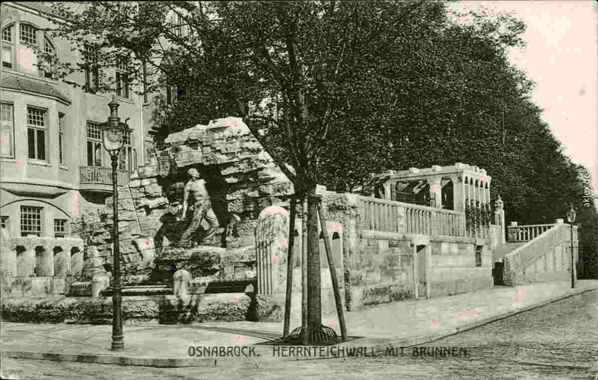 Osnabrück. Haarmannsbrunnen und Herrenteichswall, 1911