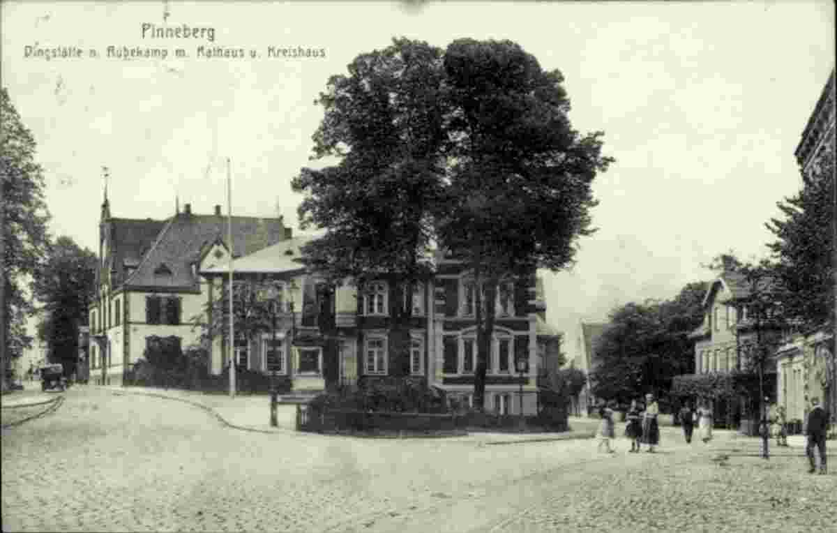 Pinneberg. Dingstätte am Rübekamp mit Rathaus und Kreishaus, 1914