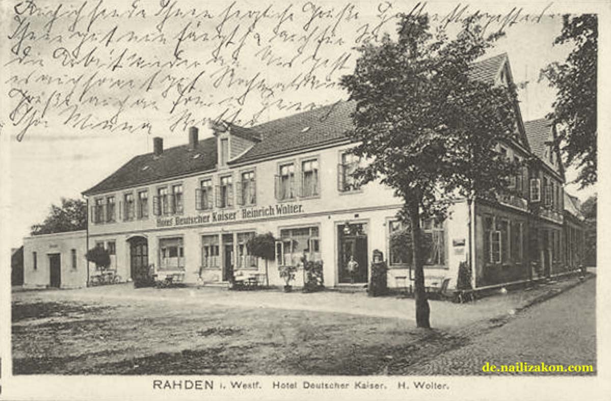 Rahden. Hotel 'Deutscher Kaiser' von Heinrich Wolter, 1914