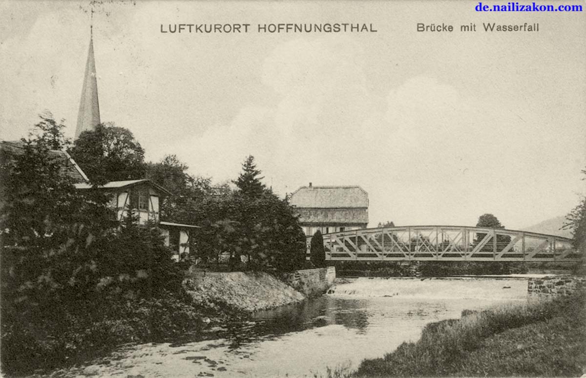 Rösrath. Hoffnungsthal - Brücke mit Wasserfall, 1912