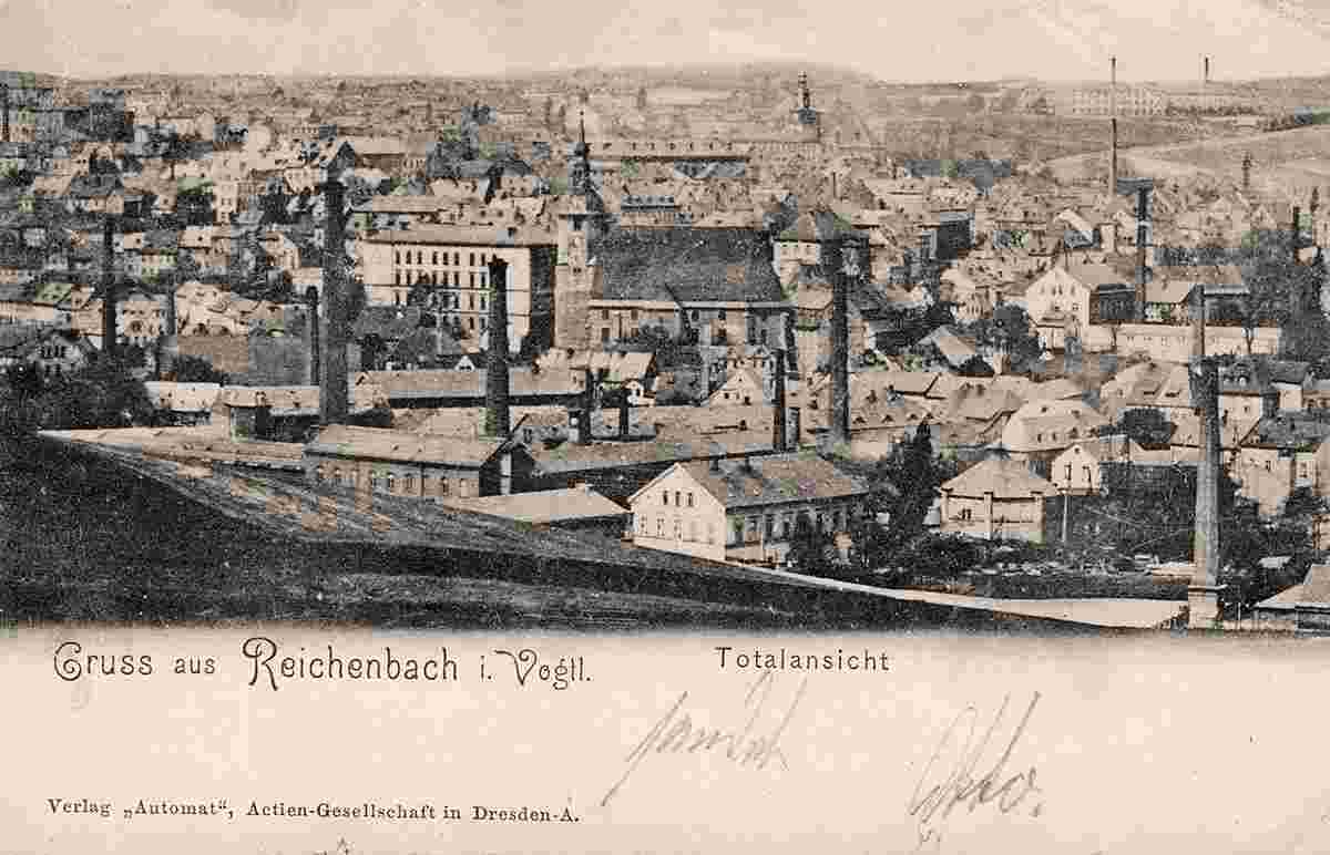 Reichenbach im Vogtland. Blick über Stadt