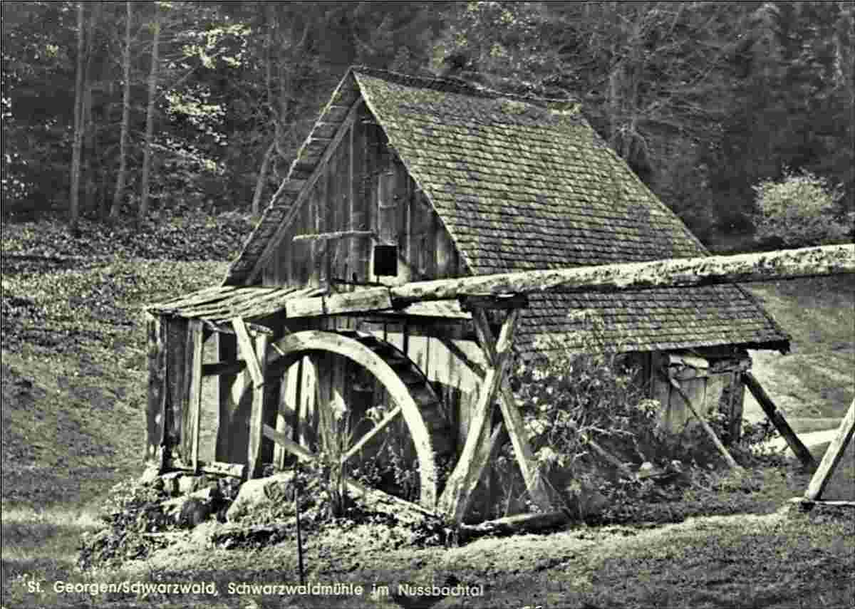 St. Georgen. Schwarzwald Mühle im Nussbachtal, 1963