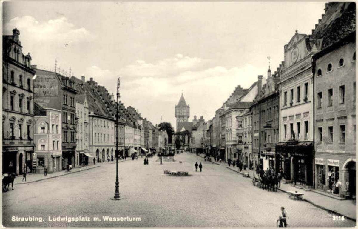 Straubing. Ludwigsplatz mit Wasserturm, 1929
