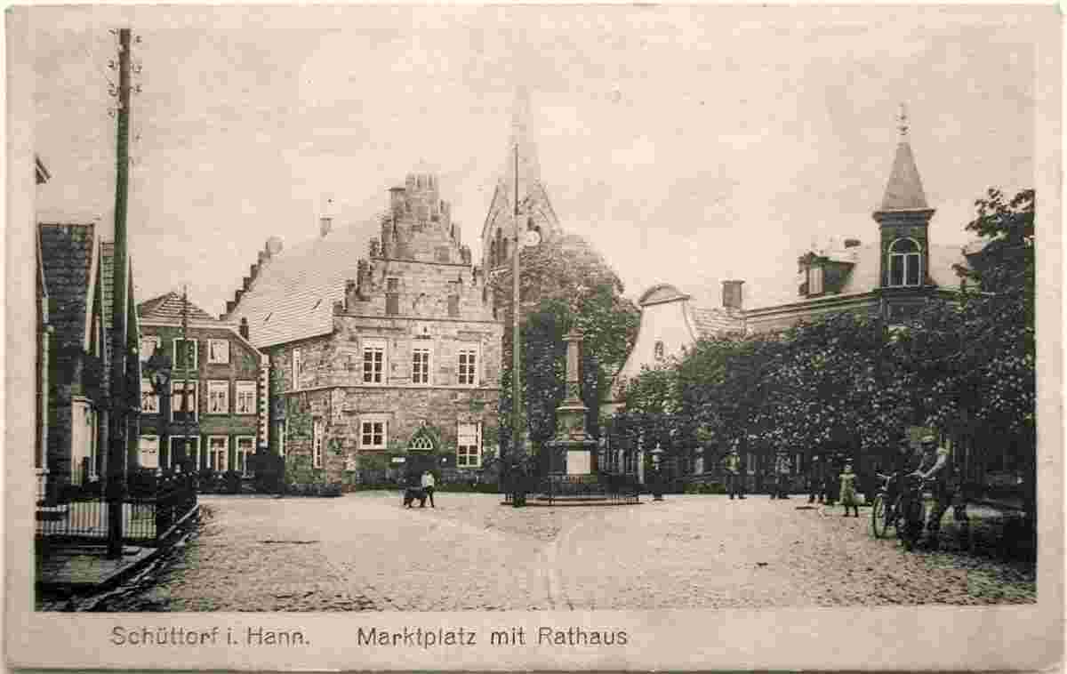 Schüttorf. Marktplatz mit Rathaus, 1929