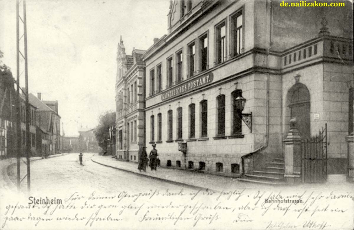 Steinheim. Bahnhofstraße, Kaiserliche Postamt, 1905