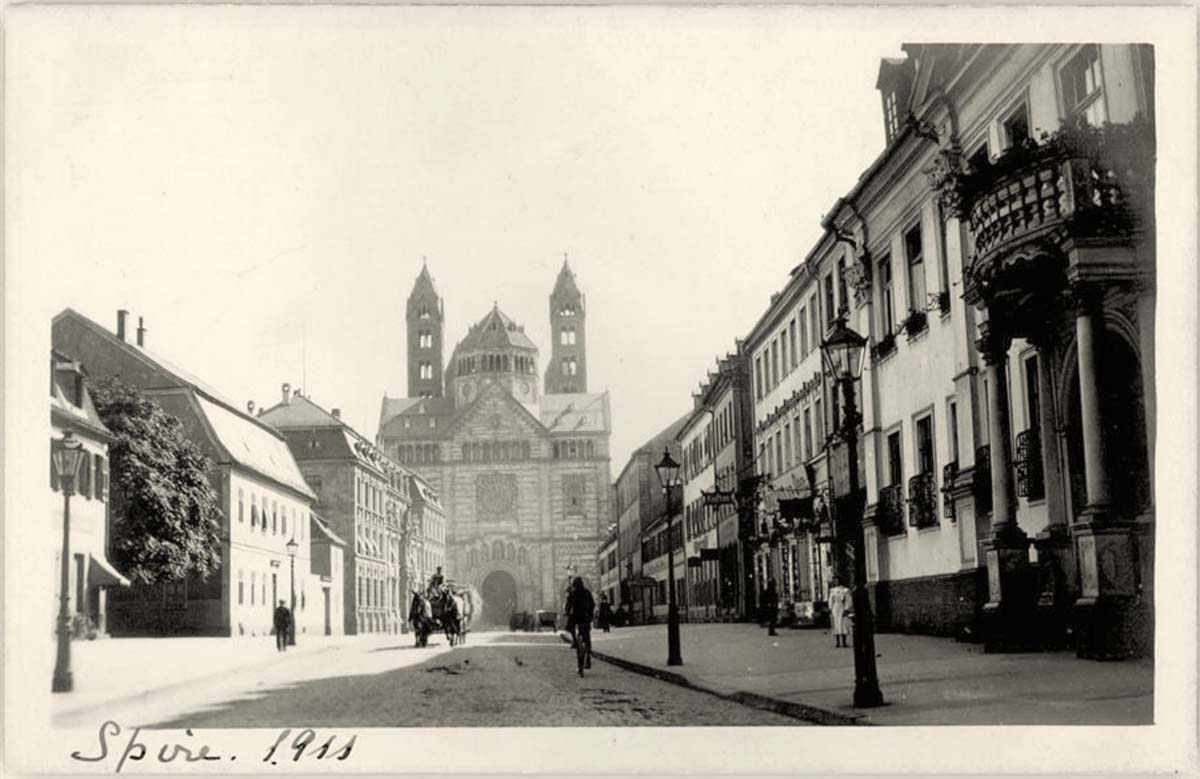 Speyer. Panorama von straße und Dom, 1911