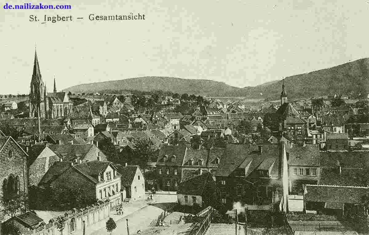 Sankt Ingbert. Panorama der Stadt, 1918