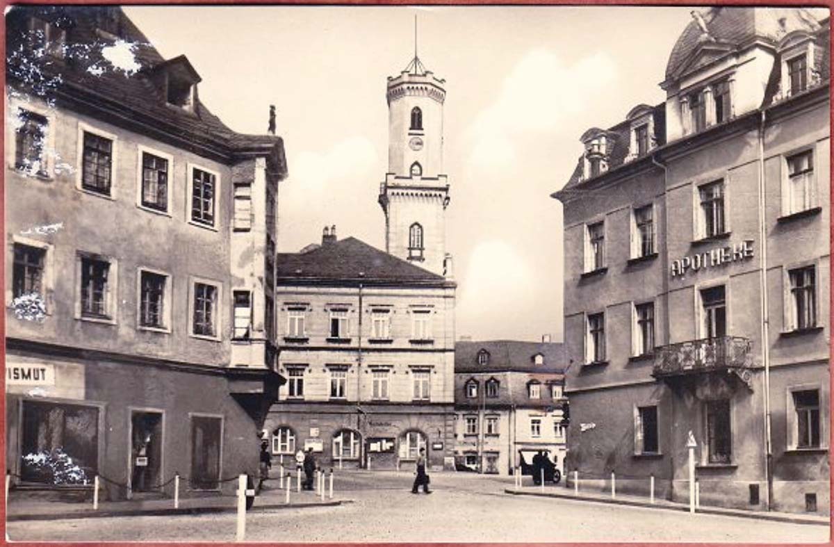 Schneeberg. Stadtmitte - Apotheke, Rathaus, 1961