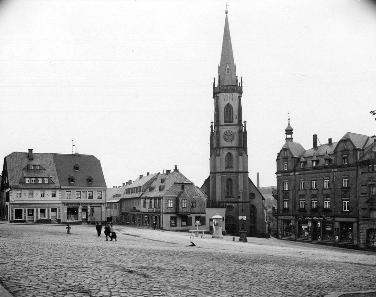 Stollberg (Erzgebirge). Marktplatz und Jakobikirche
