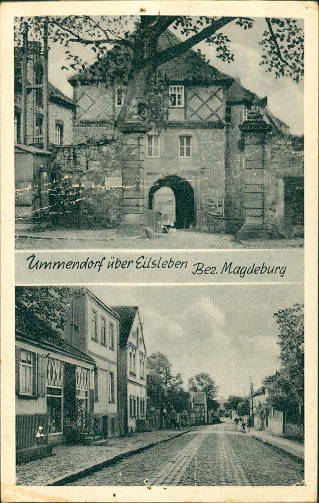 Ummendorf (Börde). Badelebener Strasse, Tor, um 1955