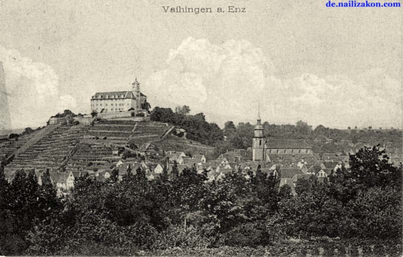 Vaihingen an der Enz. Panorama der Stadt, Kirche und Schloß, 1908