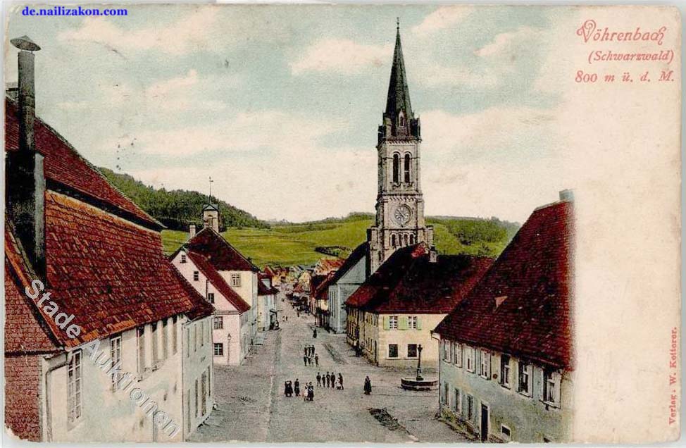 Vöhrenbach. Panorama der Stadt mit Kirche