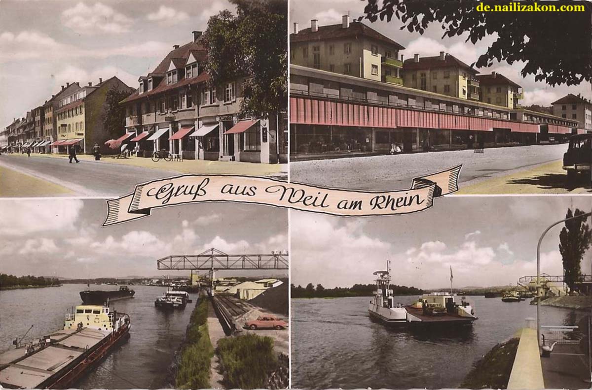 Weil am Rhein. Panorama der Stadt und fluss