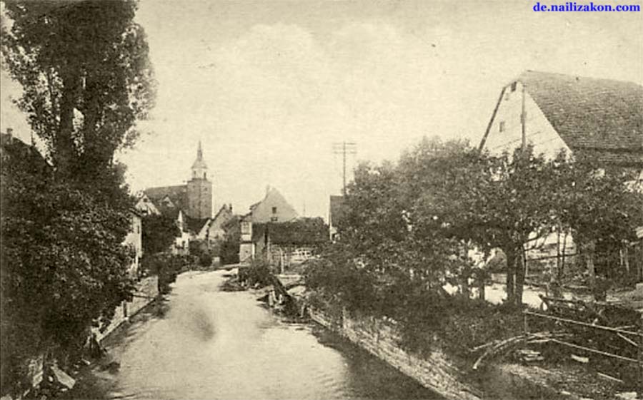 Weilheim an der Teck. Panorama von fluss, 1910