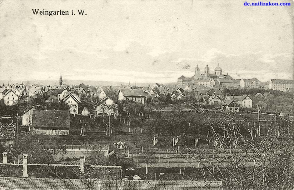 Weingarten (Lkr. Ravensburg). Panorama der Stadt, 1910