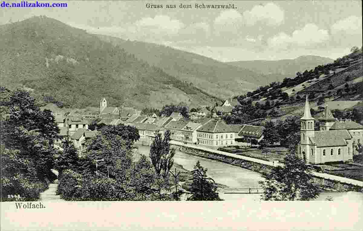 Wolfach. Panorama der Stadt, 1900