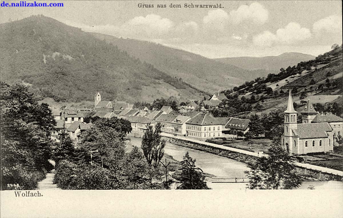 Wolfach. Panorama der Stadt und fluss, 1900