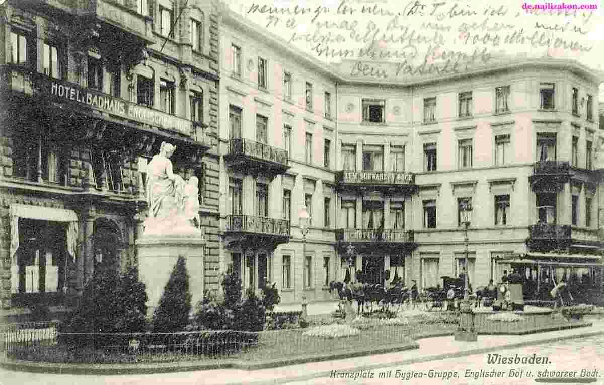 Wiesbaden. Kranzplatz mit Hygiea-Gruppe, 1907