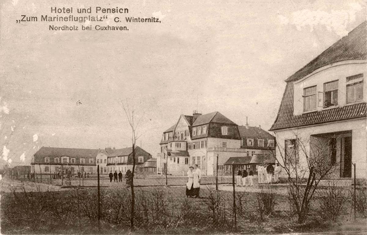 Wurster Nordseeküste. Nordholz - Hotel und Pension 'Zum Marineflugplatz', Inhaber C. Winternitz, 1917