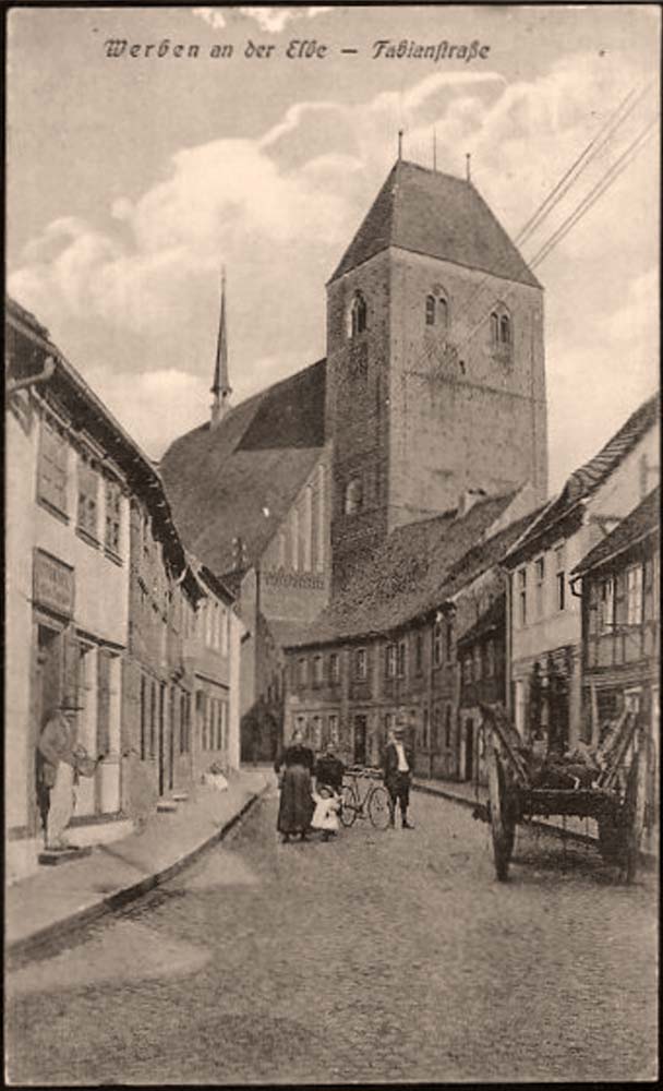 Werben (Elbe). Blick von Fabianstraße mit Kirche, 1910