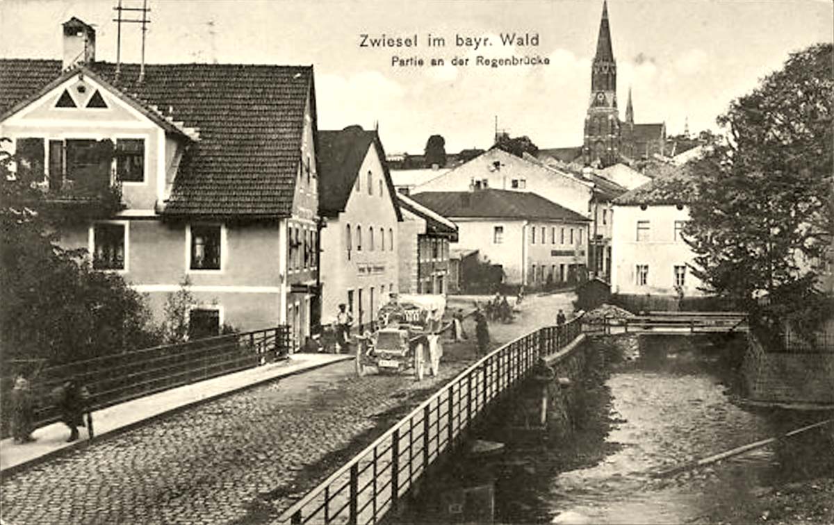 Zwiesel. Panorama von Regenbrücke, 1910