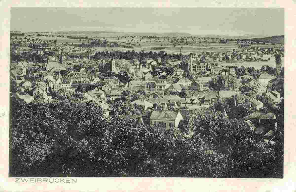 Zweibrücken. Panorama der Stadt, 1918