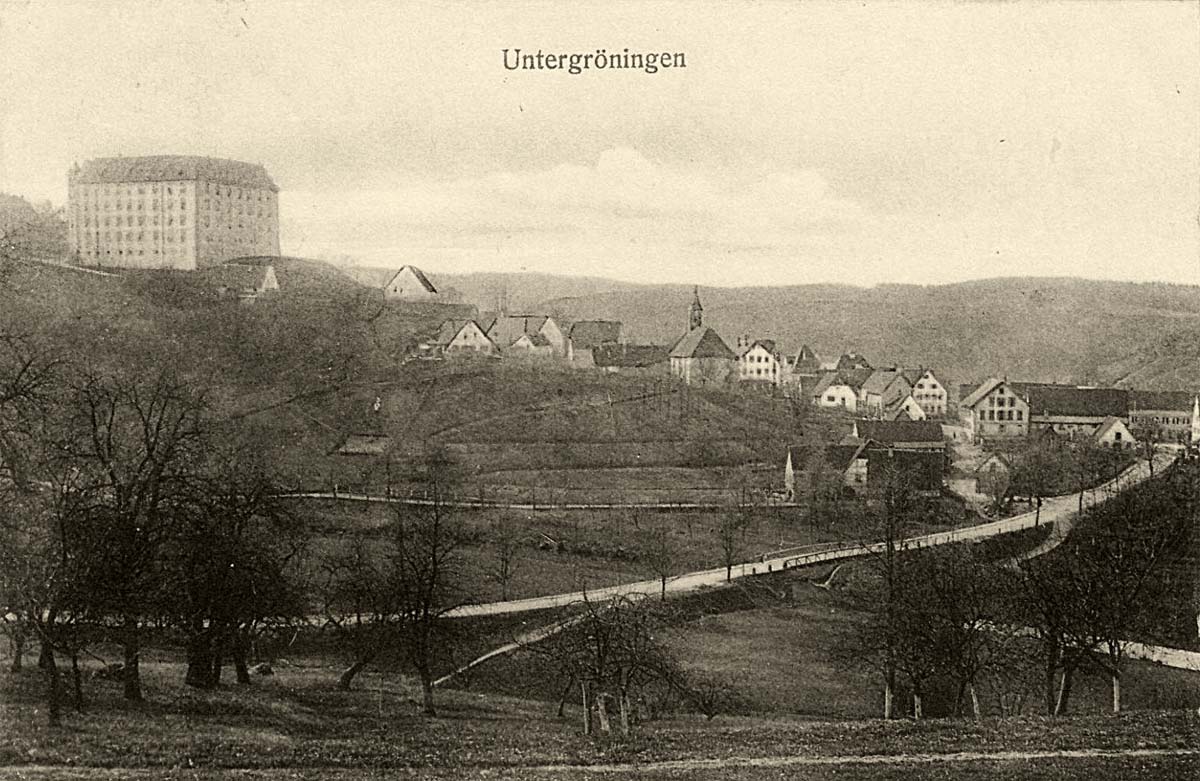 Abtsgmünd. Dorfansicht mit Schloß, 1917