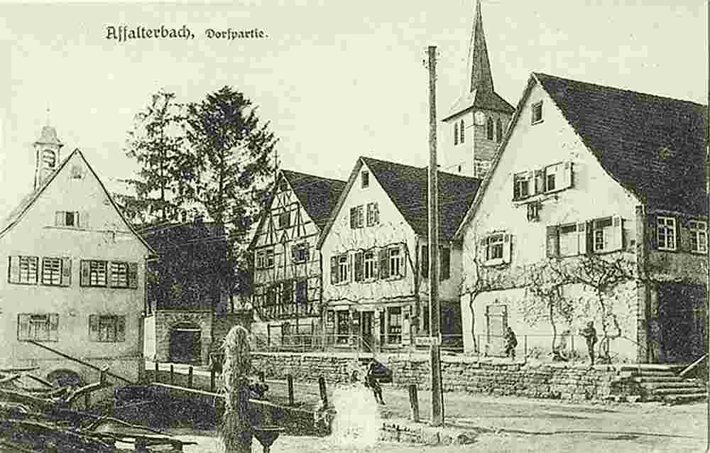 Affalterbach. Panorama von Dorfstraße, 1910