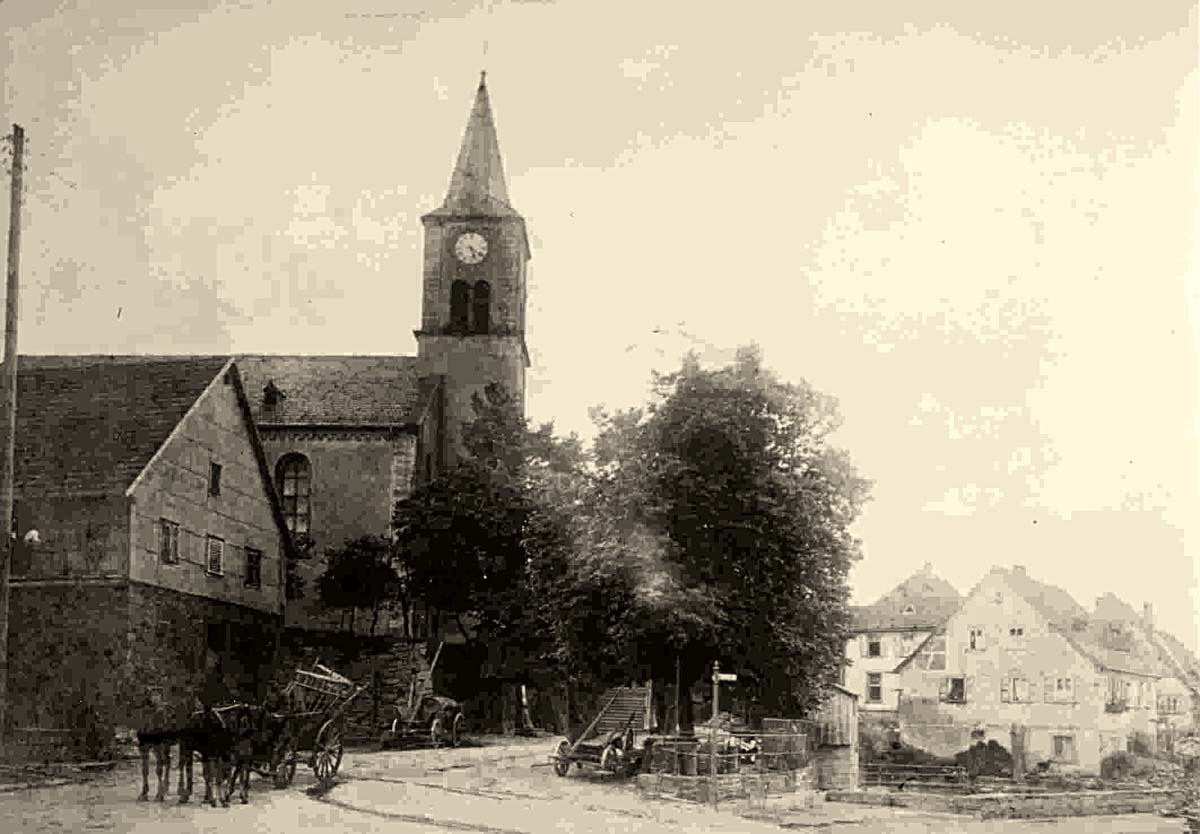 Ahorn. Berolzheim - Dorfplatz um 1904