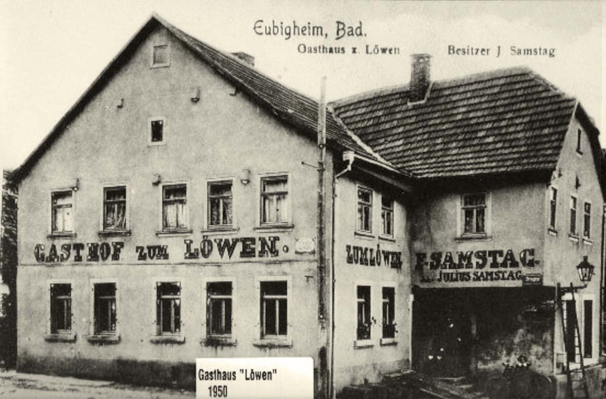 Ahorn. Eubigheim - Gasthaus 'Löwen', Besitzer J. Samstag, 1950