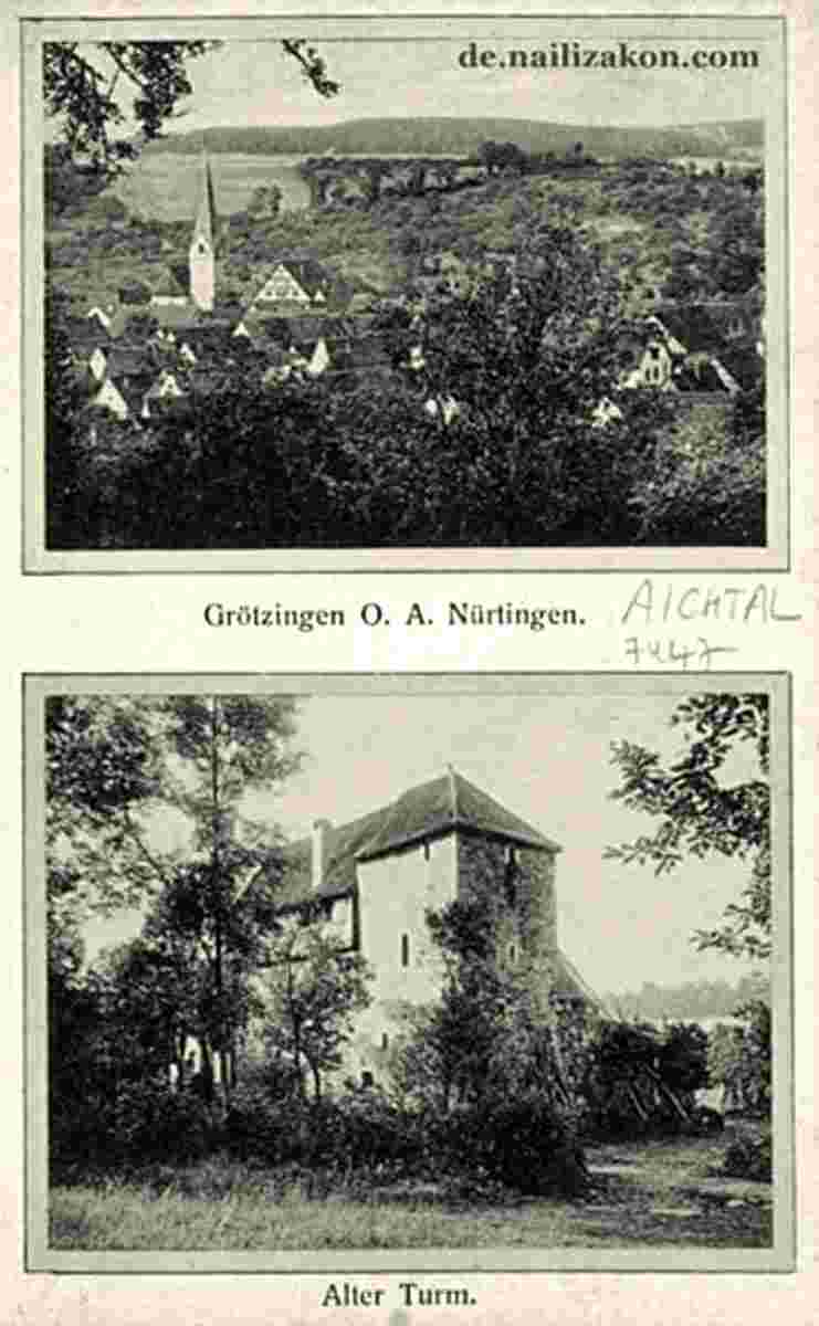 Aichtal. Groetzingen bei Nuertingen und alter Turm