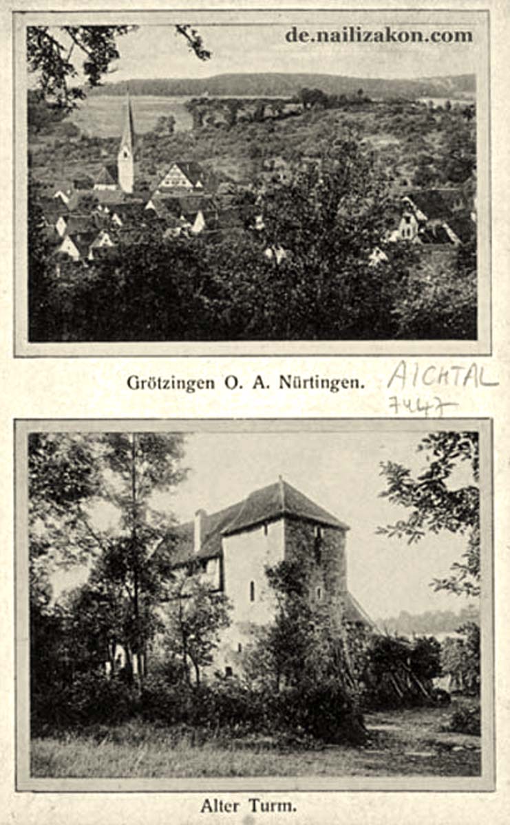 Aichtal. Grötzingen bei Nuertingen und alter Turm