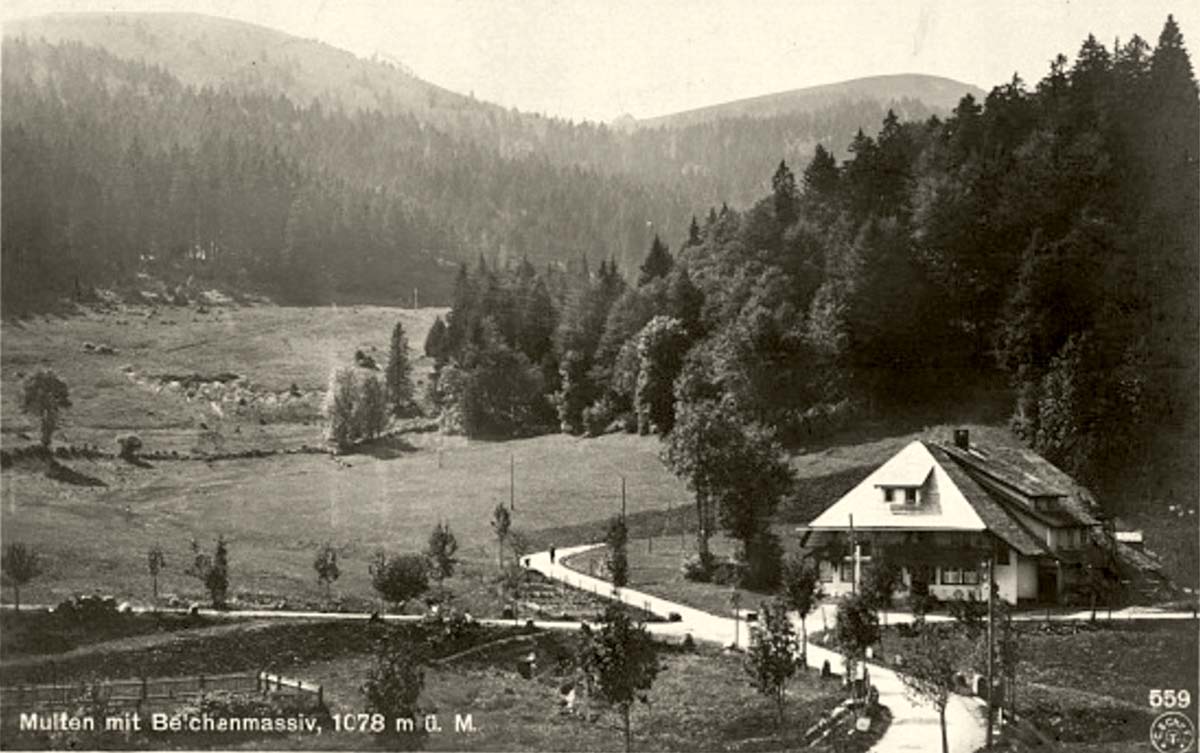 Aitern. Multen - Ort mit Belchen Massiv, 1921