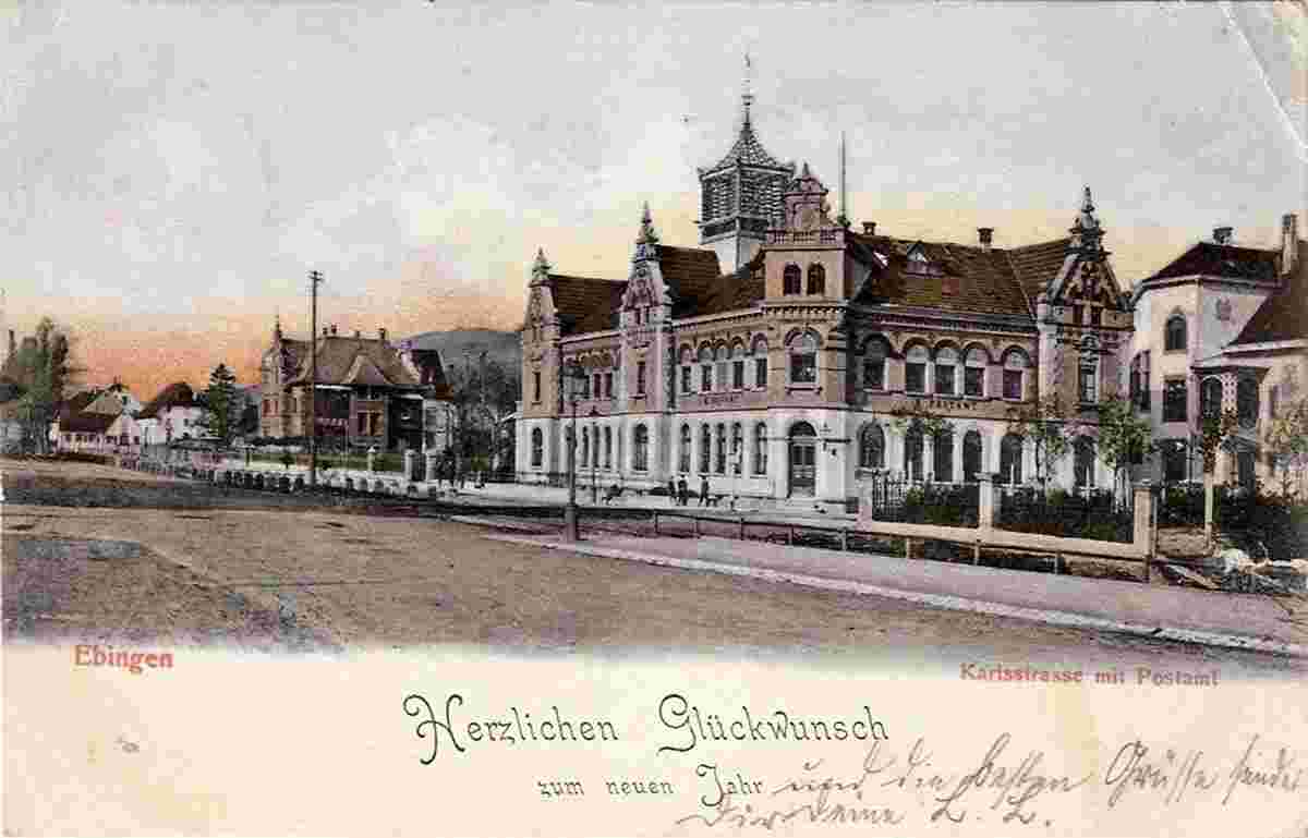 Albstadt. Ebingen - Karlstraße mit Postamt, 1906