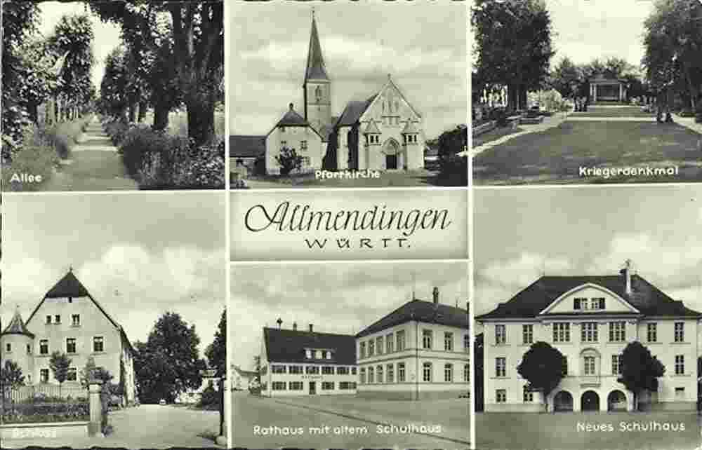 Allmendingen. Allee, Pfarrkirche, Kriegerdenkmal