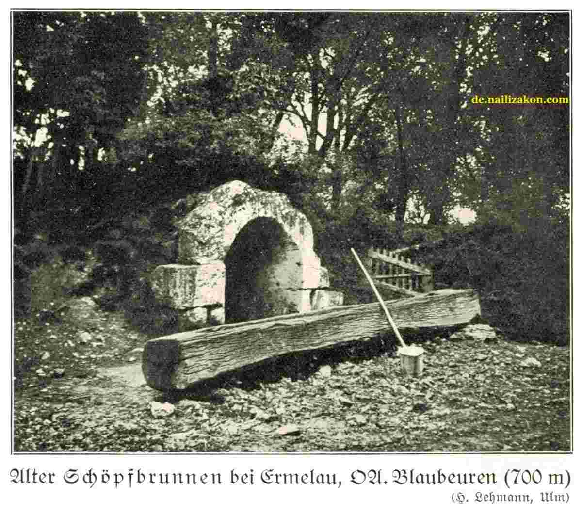 Allmendingen. Alter Schöpfbrunnen bei Ermelau, 1914