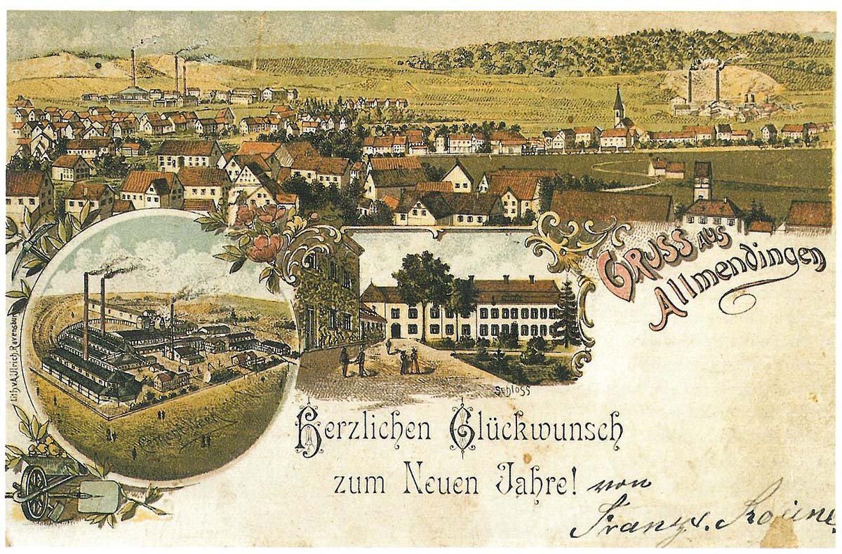 Panorama von Allmendingen, links - Zementwerken von Eduard Schwenk