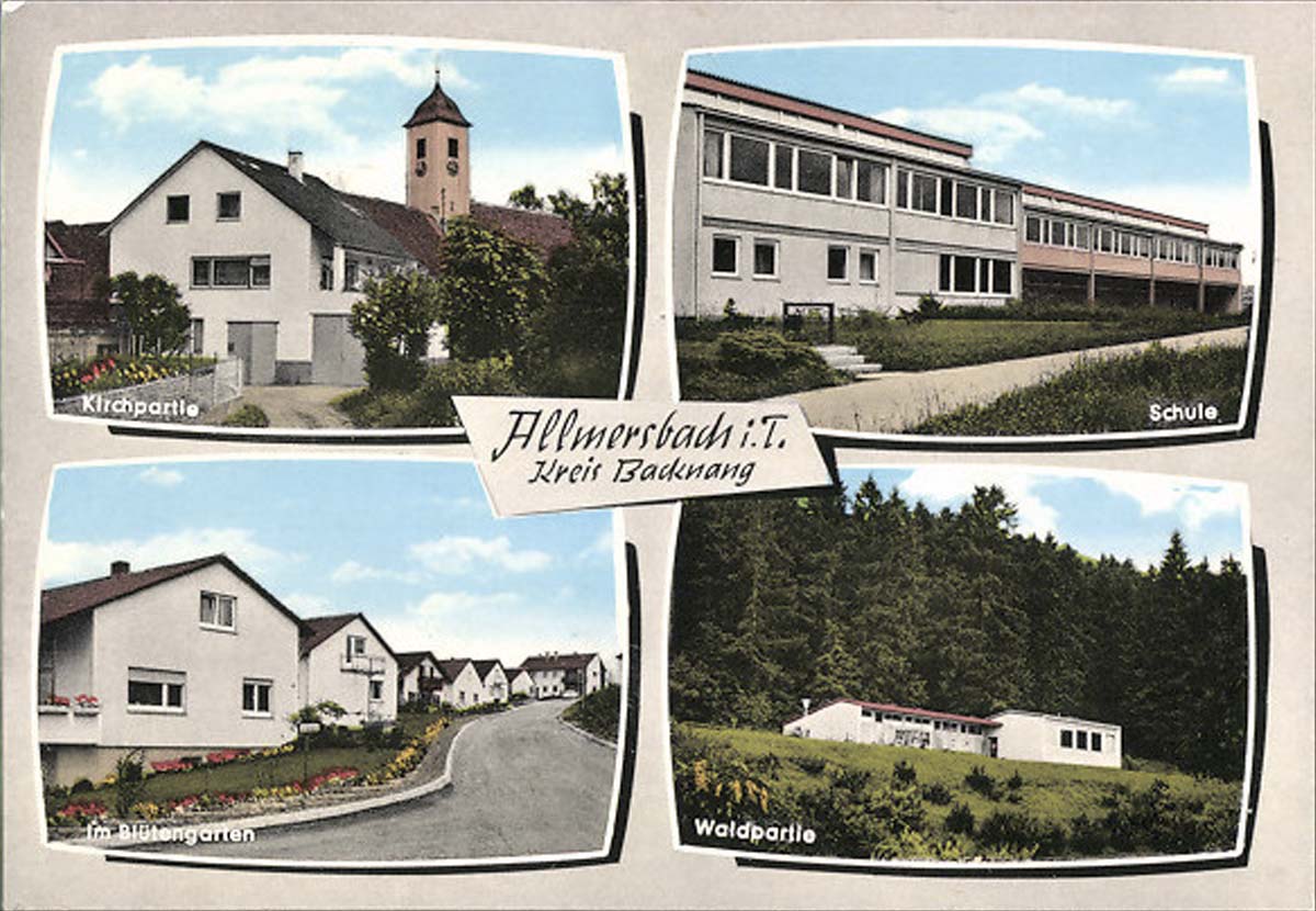 Allmersbach im Tal. Neues Viertel, Kirche, Schule