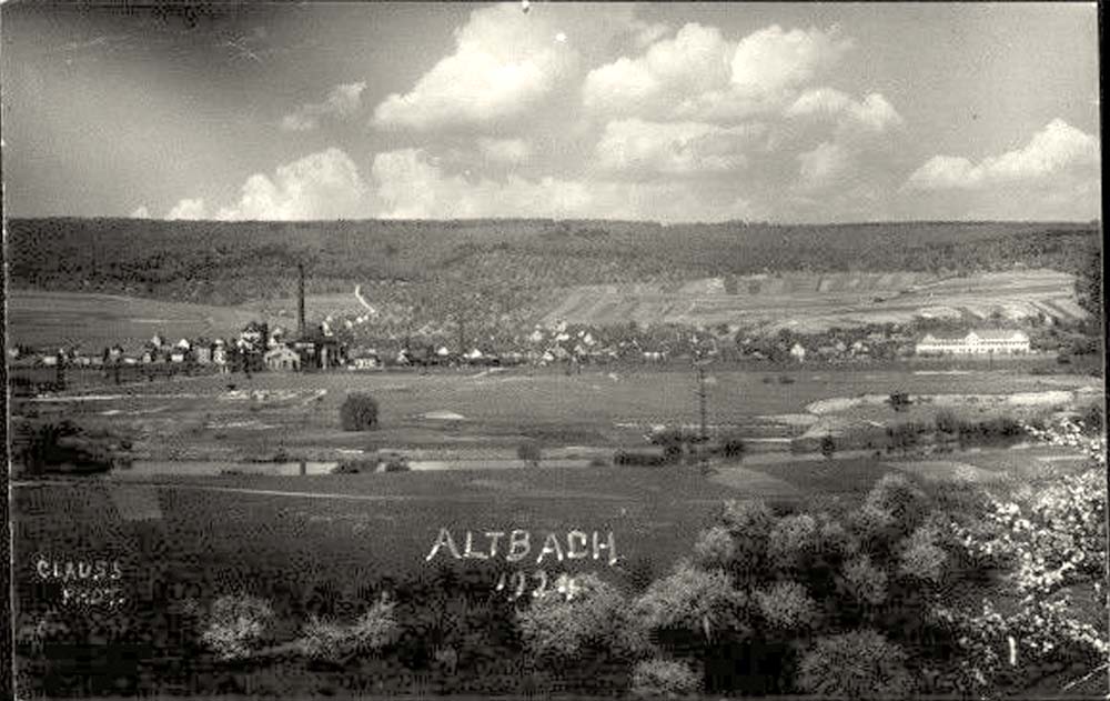 Altbach. Gesamtansicht der Ortschaft und Umgebung, 1924