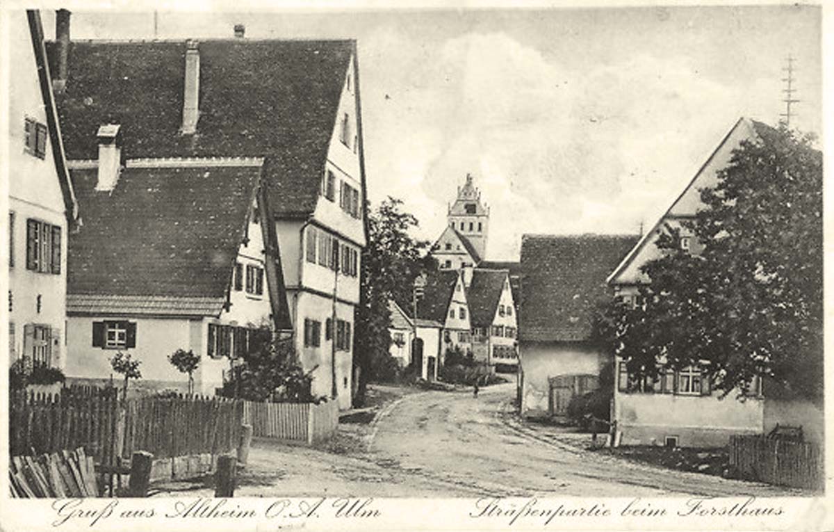 Altheim (Alb). Panorama von Dorfstraße, 1932