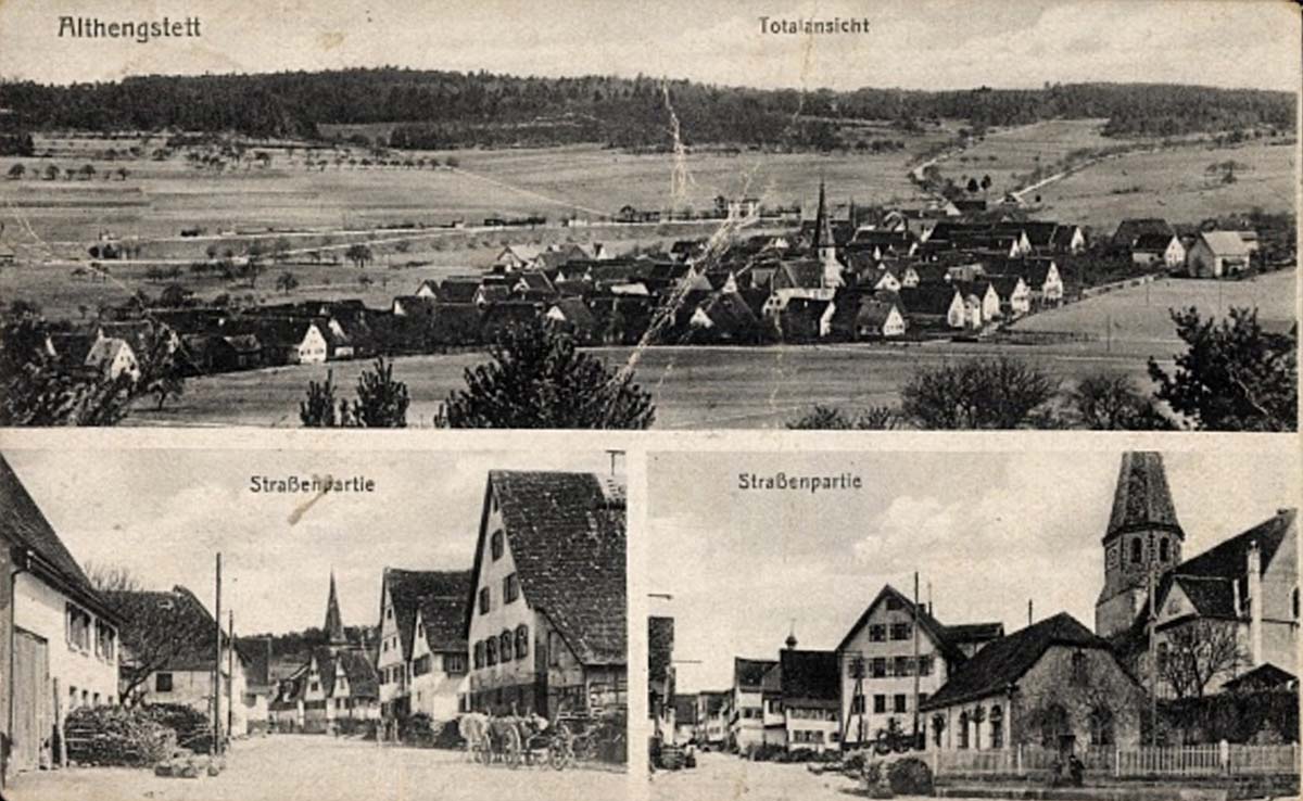 Althengstett. Panorama von Straßen, Totalansicht, 1920