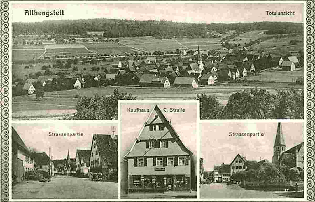 Althengstett. Panorama von Straßen, 1924
