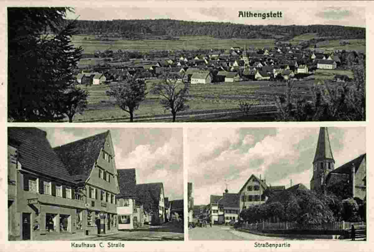 Althengstett. Panorama von Straßen, 1936