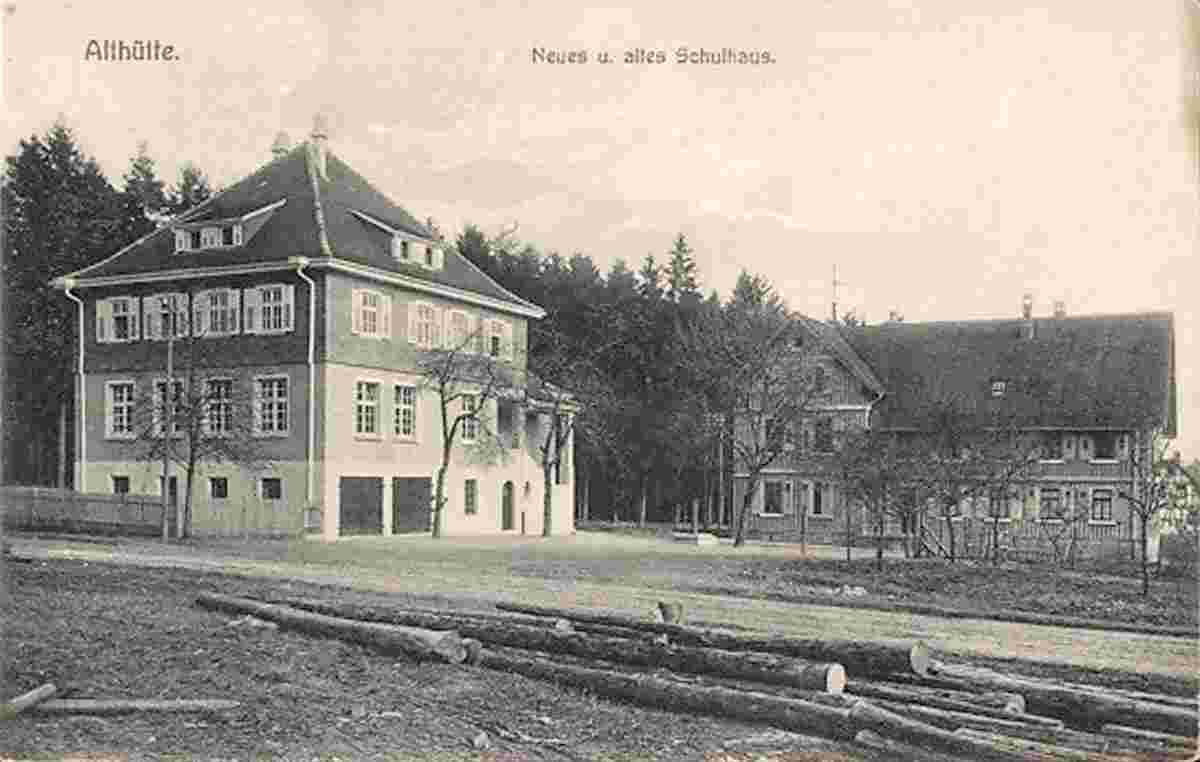 Althütte. Neues und altes Schulgebäude, 1928