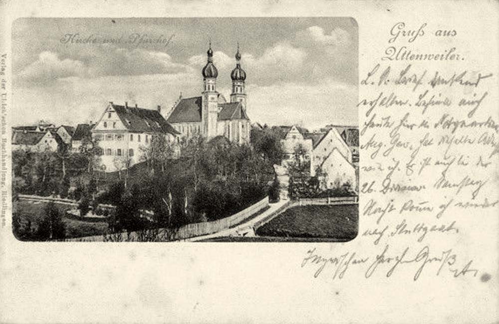 Attenweiler. Katholische Kirche und Pfarrhof