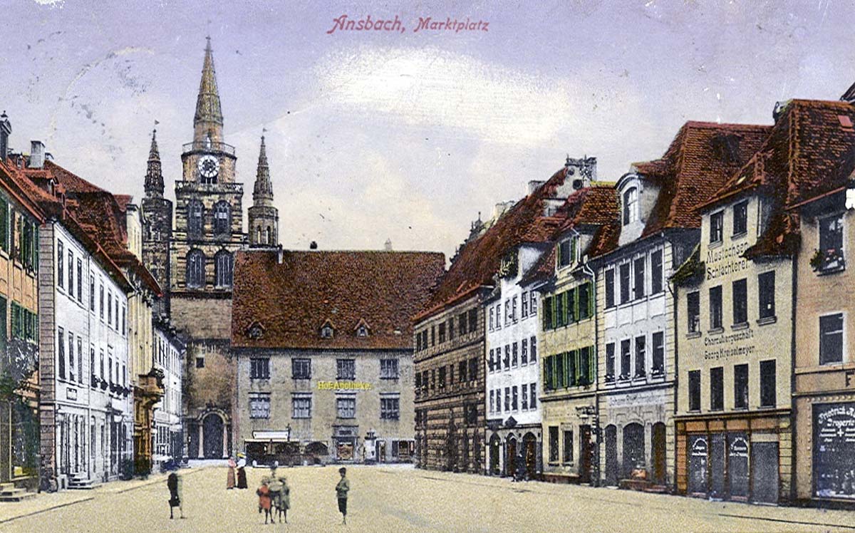 Ansbach. Marktplatz mit Geschäften