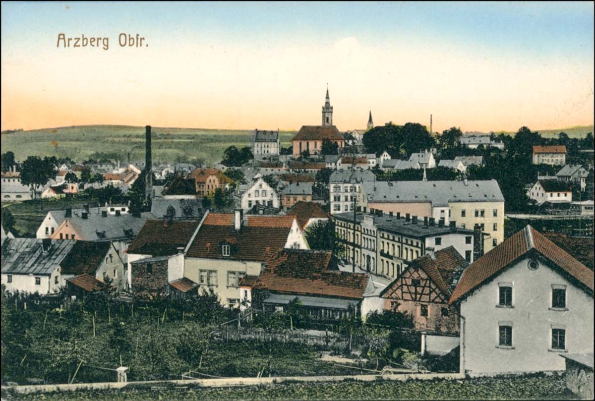 Arzberg (Oberfranken). Panorama der Stadt, 1908