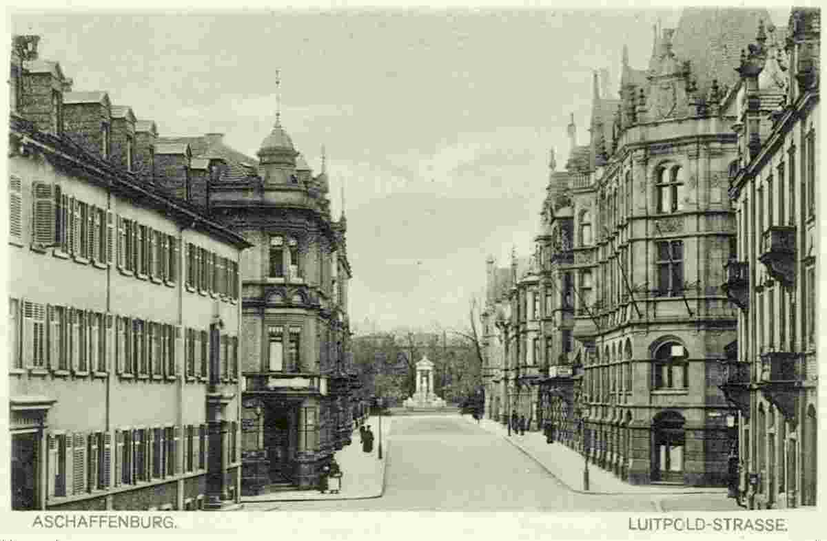 Aschaffenburg. Luitpold-Straße, um 1910er Jahre