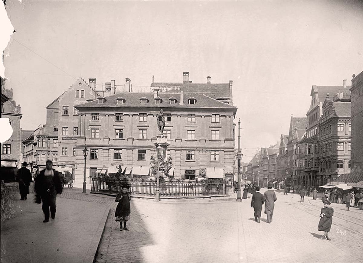 Augsburg. Augustusbrunnen mit Eiermarkt, zwischen 1909 und 1920
