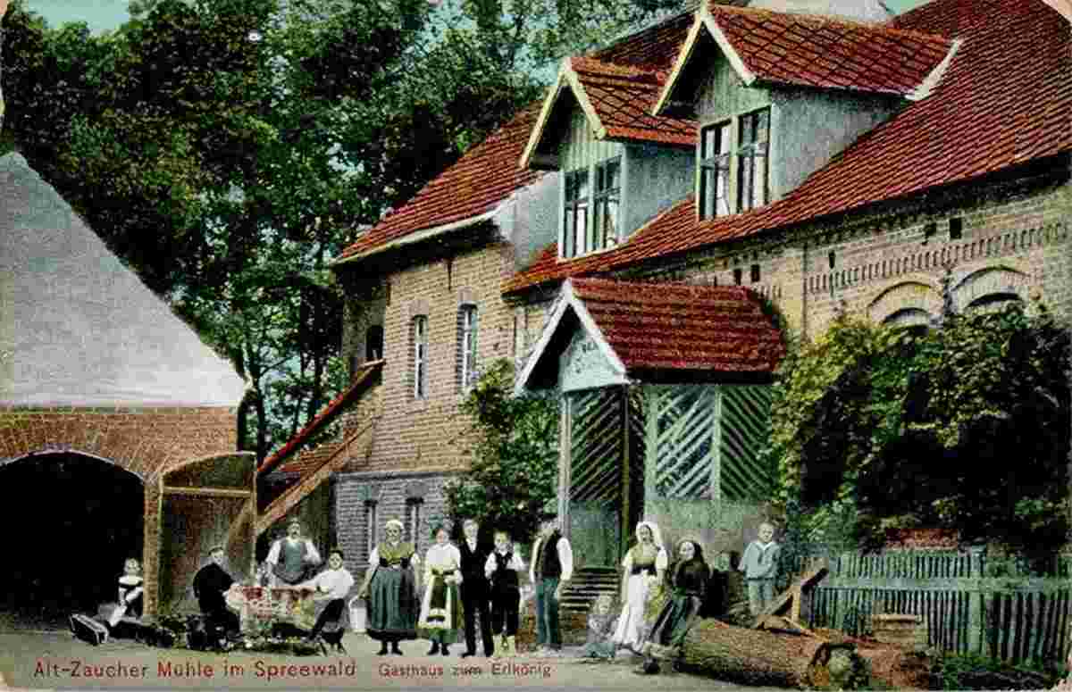 Alt Zauche-Wußwerk. Gasthaus zum Erlkönig, Mühle im Spreewald, 1912